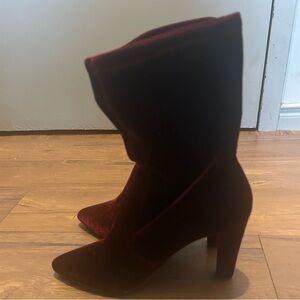 Aldo Velvet Pointed-Toe Mid-Calf Heel Boots